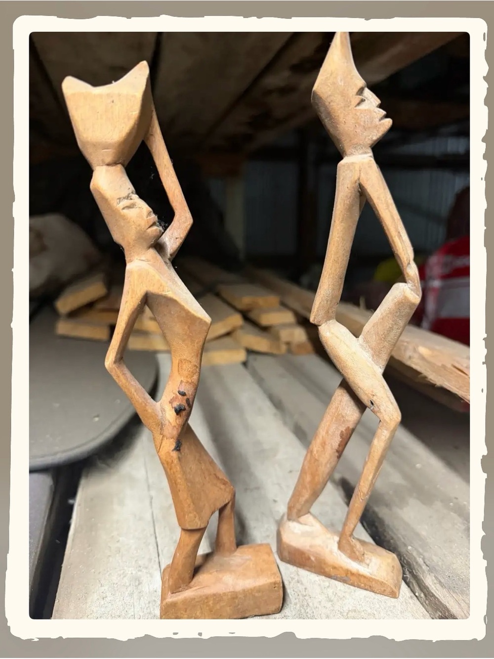 & Other Stories Carved Wooden Figurine Pair in Brown